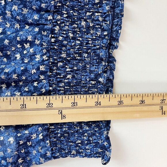 Michael Michael Kors Blue & Silver Metallic Long Sleeve Blouse - Size XL - Picture 7 of 8